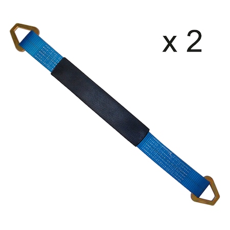 Tie 4 Safe 2" x 21" Axle Straps w/ Sleeve & D Rings, WLL: 3, 333 lbs., PK2 RT41A-21M18-BU-C-2